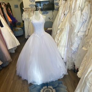 Elegant Oleg Cassini Halter Ball Gown